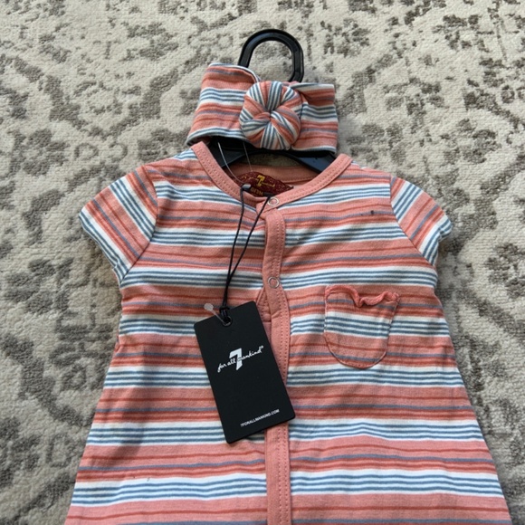 7 for all mankind baby onesie with headband NWT - Picture 3 of 3